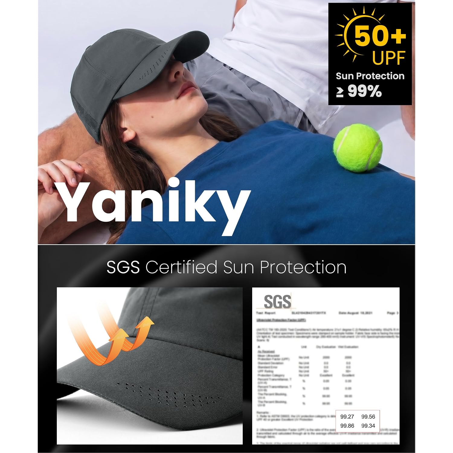 Yaniky Running Hat For Men & Women, Upf 50+ Quick Dry Baseball Cap, Lightweight Breathable Sports Hat For Golf And Tennis