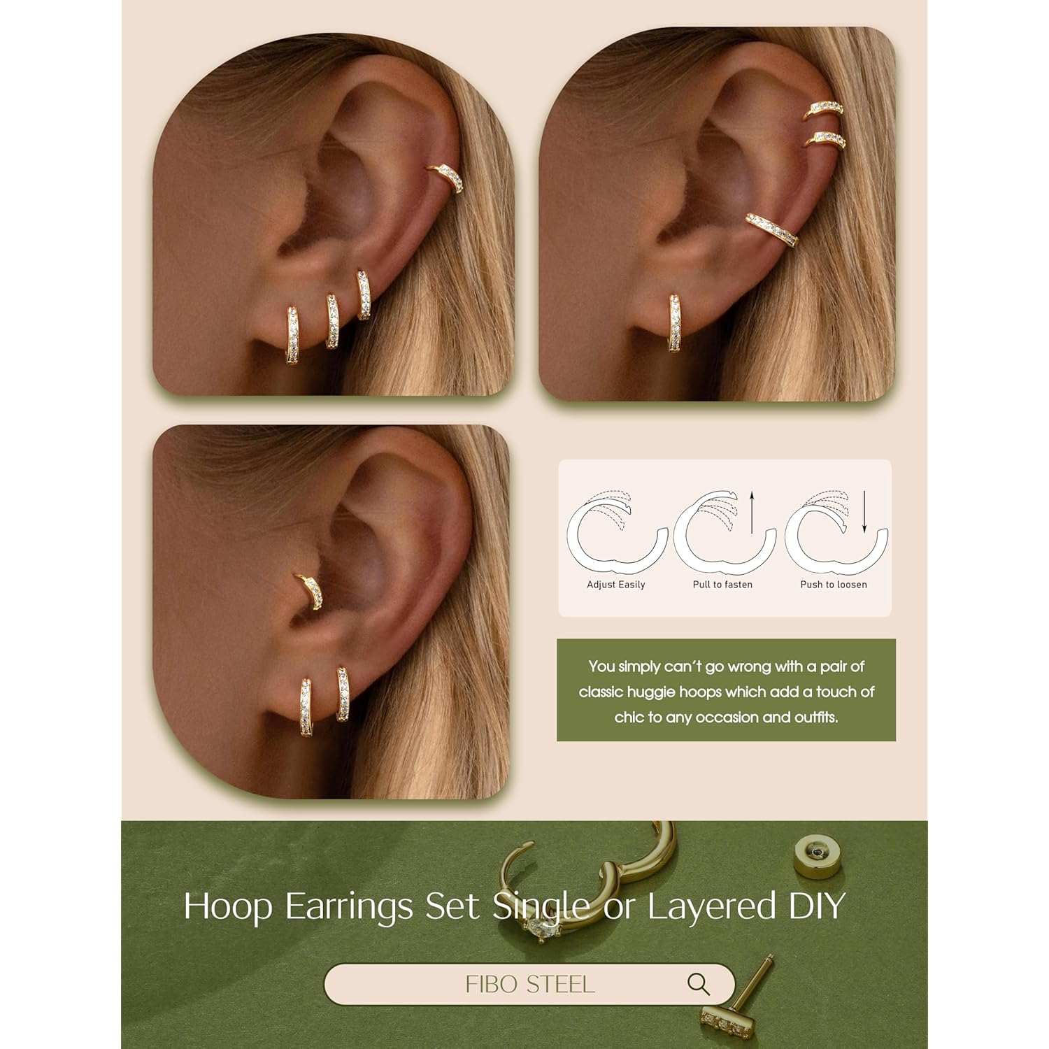 Small Gold Silver Hoop Earrings Set for Women - Hypoallergenic 14K Gold Plated Earring Stack Cartilage Earrings Dainty Huggie Hoops Earrings for Multiple Piercing Lightweight 4Pairs 20G