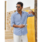 Coofandy Men'S Cotton Linen Button Down Shirts Long Sleeve Casual Summer Beach Shirts For Men