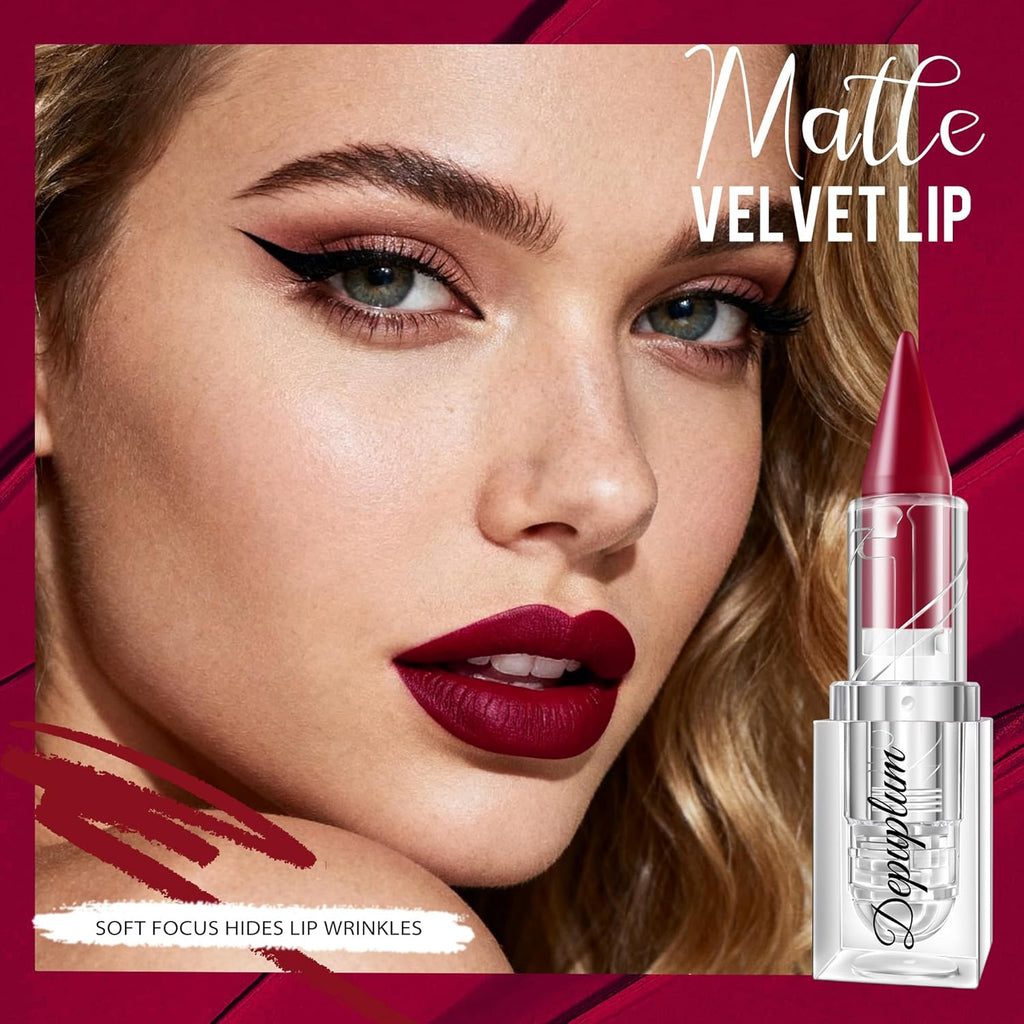 Depuplum Burgundy Lipstick Gradient Matte Lipsticks Lip Liner Combo Set for Women Waterproof Long Lasting Lip Stick Pencil Cream Lip Liner and Lipstick Combo for Mothers Day, E4