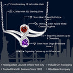 Gem Stone King 925 Sterling Silver Customized and Personalized Engraved Gemstone Birthstone 2 Heart Shape Pendant Necklace Promise Love Jewelry For Women with 18 Inch Silver Chain