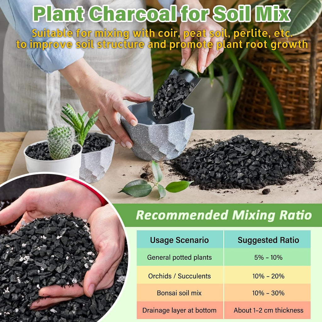 2 Qt Horticultural Charcoal- Natural Charcoal For Plants, Biochar Soil Amendment For Indoor Plants, Terrariums, Orchids Potting Mix And Gardening