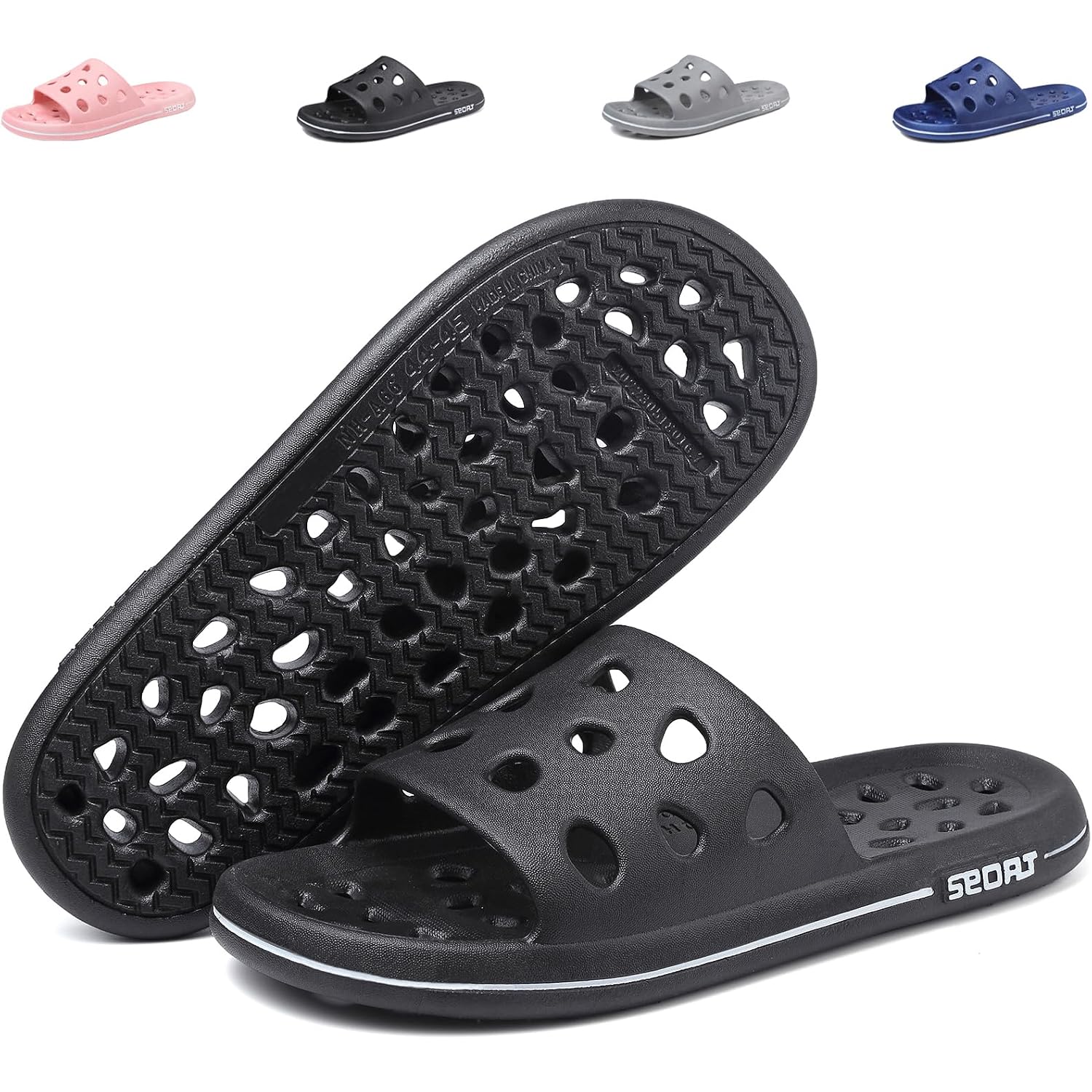 Finleeo Shower Sandals With Drainage Holes - Quick Drying Bathroom & Gym Slippers For Men And Women