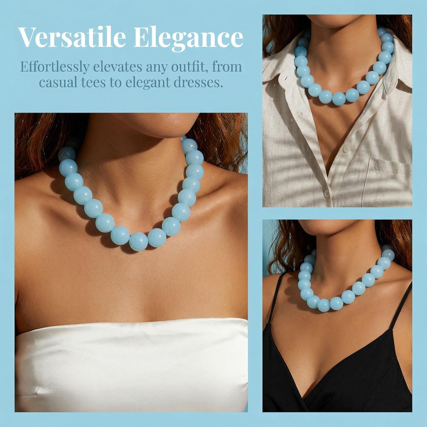 Colorful Chunky Beaded Necklace for Women Acrylic Bead Choker Necklaces Fashion Large Round Beads Necklaces for Women Handmade Summer Jewelry