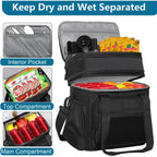 Tactical Lunch Box Cooler Bag - Expandable Insulated Lunch Bag For Men Daily - Large Lunchbox For Adults Work Shifts Outdoor Trips Black 16L