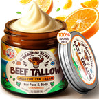 Beef Tallow For Skin - Moisturizer Cream - 100% Grass Fed - Whipped Beef Tallow - Organic Jojoba Oil - Organic Shea Butter - Supports Eczema, Rosacea+ - Made In Usa - Citrus Breeze - 2 Oz