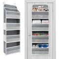 Over The Door Organizer With Lifetimewarranty, 4 Shelves & 4 Side Pockets, Large Storage Rack Holds 44Lb, Heavy-Duty Reinforced Mesh Shelf For Bathroom, Closet, Toy Organization, Shoes, Towels, Grey