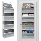 Over The Door Organizer With Lifetimewarranty, 4 Shelves & 4 Side Pockets, Large Storage Rack Holds 44Lb, Heavy-Duty Reinforced Mesh Shelf For Bathroom, Closet, Toy Organization, Shoes, Towels, Grey