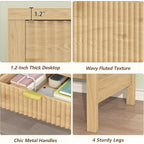 Fluted Computer Desk With 2 Drawers, 39 Inch Small Computer Desk With Storage, Compact Writing Study Desk For Small Spaces