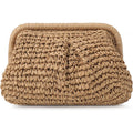 Clothirily Straw Clutch Purses for Women, Cloud Dumpling Woven Bag with Detachable Chain, Beach Crossbody Shoulder Handbag