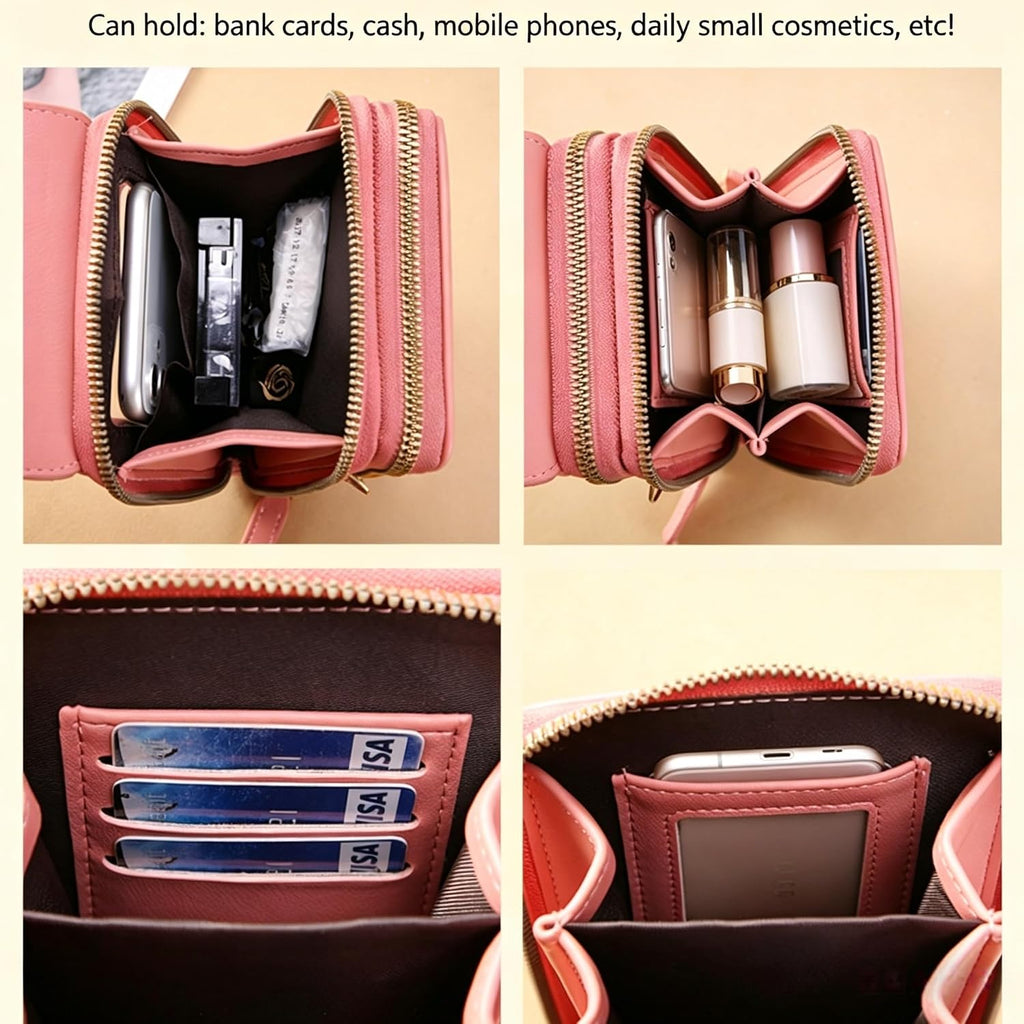 Touchscreen Phone Crossbody Bags For Women,Anti-Theft Pu Leather Messenger Bag,Rfid Blocking Small Mobile Phone Purse Wallet