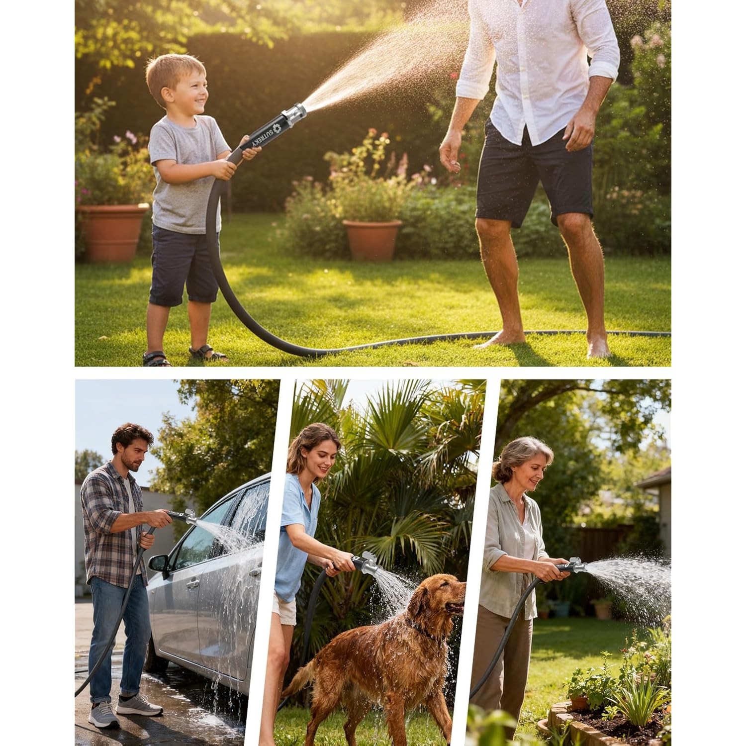 50Ft Garden Hose, Ultra Lightweight All-Weather Water Hose, Durable & Flexible, Built-In Valve, Leak-Free Connections, Tpu Water Hose, Drinking Water Safe
