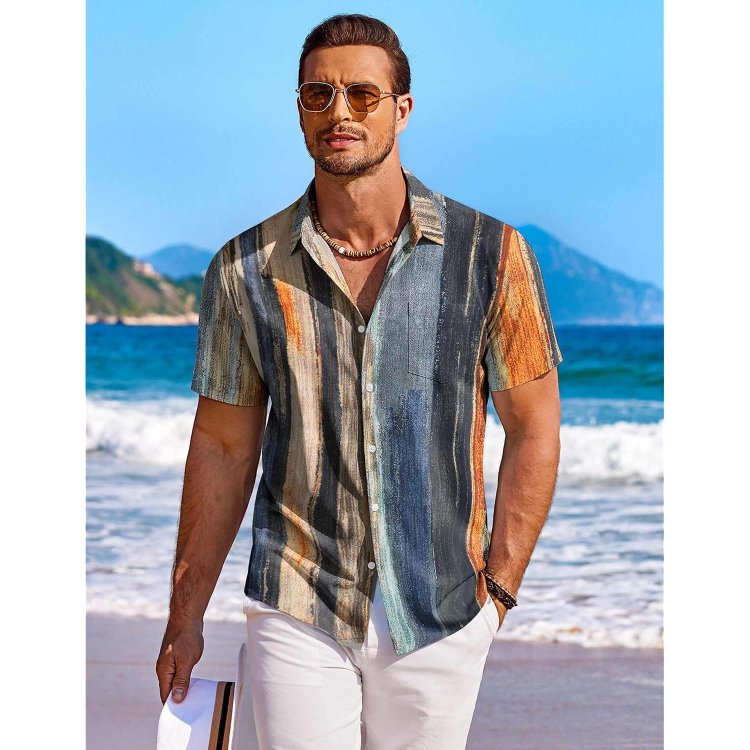 Coofandy Men'S Hawaiian Shirt Short Sleeve Floral Button Down Shirts Tropical Holiday Beach Shirts