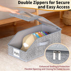 3 Pack Stackable Hat Organizer For Baseball Caps, Hat Storage With Clear Window Lid, Holds Up To 45 Ball Cap Storage Organizer, Foldable Hat Box Holder With Cardboard, For Closet Bedroom Shelf(Grey)