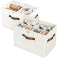 2 Pack Shoe Organizer For Closet, Foldable Shoe Storage With Adjustable | Farbic Shoe Storage Organizer Box Bin With Clear Cover, Fits Up To 16 Pairs, Shoe Storage Box For Closet, Entryway, Beige