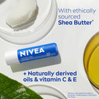 Nivea Moisture Lip Care, Hydrating Lip Balm With Shea Butter, Nourishing Oils And Vitamin C & E, 3-In-1 Moisture, Repair And Nourish, 0.17 Oz Stick, Pack Of 4