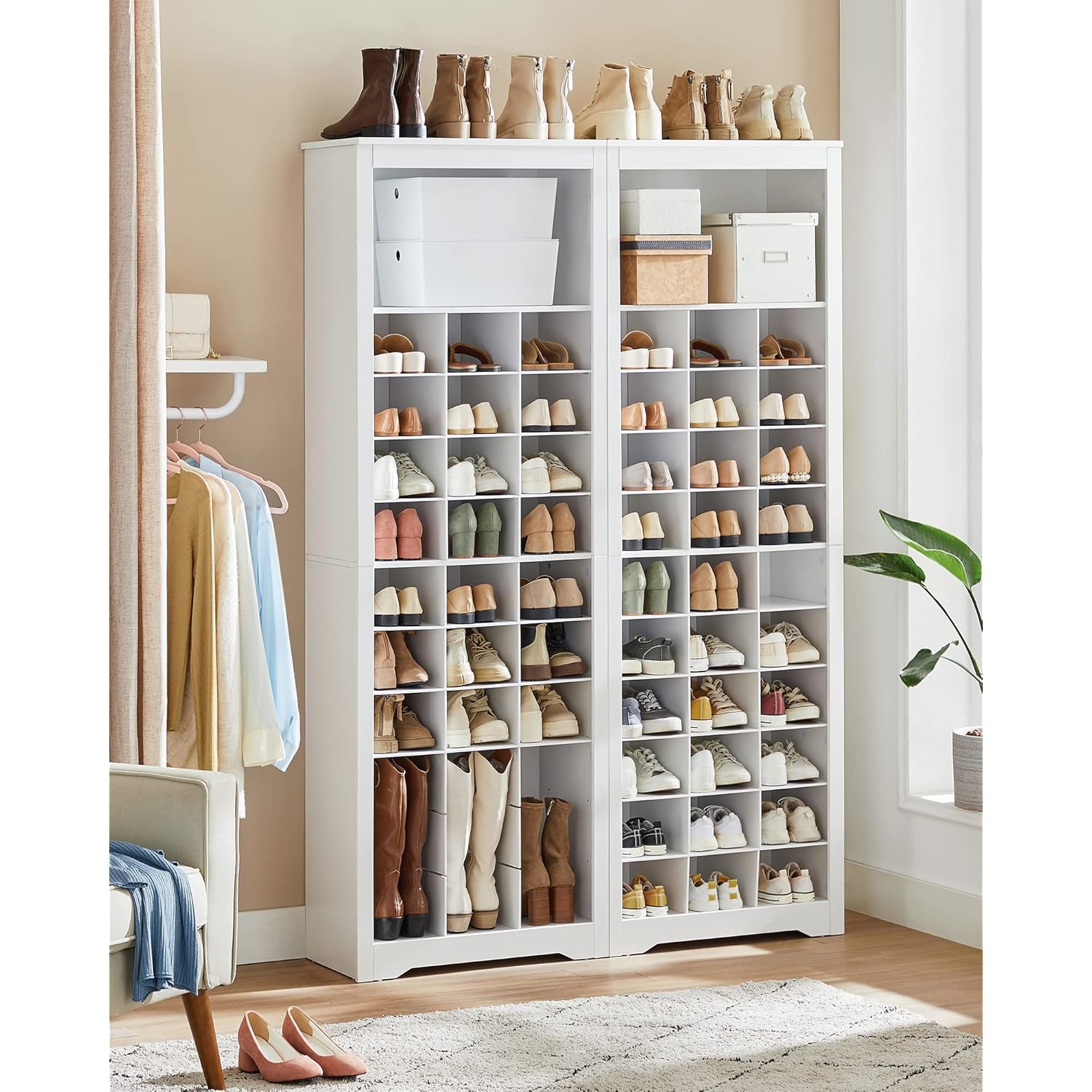 VASAGLE Shoe Storage Cabinet, 10 Tier Shoe Rack Organizer, Holds Up to 30 Pairs of Shoes, for Entryway Bedroom, 12.6 x 24.8 x 73.6 Inches, White ULBS273T14