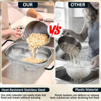 Over The Sink Colander - Strainers And Colanders - Sink Strainer Basket - Expandable Fine Mesh Strainer With Rubber Grip For Veggie, Fruits, Pasta, Home Kitchen Essentials (9.5W X 13.4-21.3L X 3.3H)