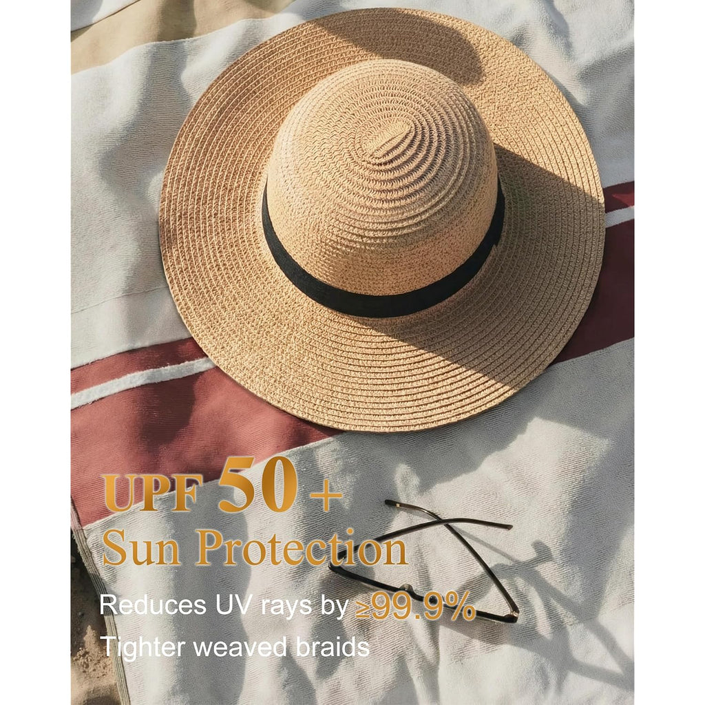 Sun Hats For Women Uv Protection, Packable Wide Brim Straw Hat For Men Beach Summer Vacation Travel