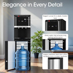Manastin Bottom Loading Water Cooler Dispenser for 5 Gallon Bottles, Stainless Steel Water Cooler with 3 Temperature Settings - Hot, Cold & Room Water, Ideal Design for Home & Office, Sleek Black