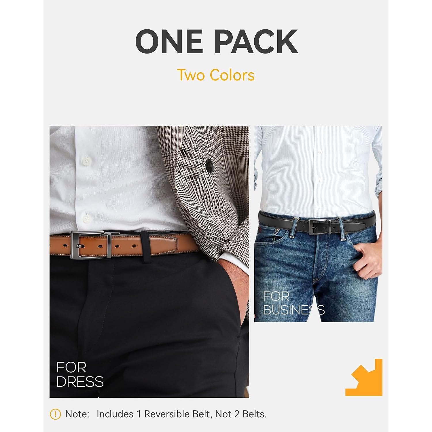 Chaoren Reversible Belt Men 1 Piece - 1.25" Leather Dress Belt - Trim To Fit For Elegant Style