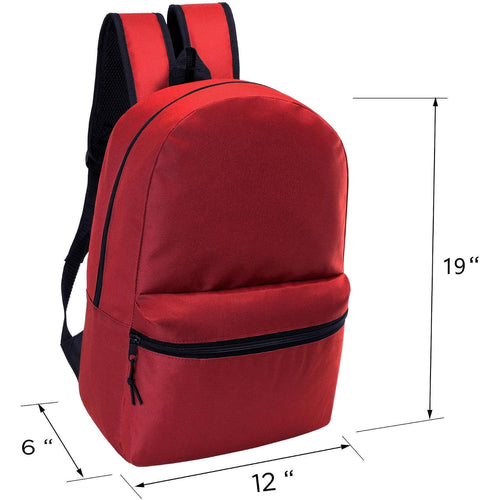 24-Pack 19" Classic Backpacks For Kids - Bookbags In Bulk For Elementary, Middle, And High School Students, 6 Assorted Colors | Durable Book Bags In Assorted Colors, Perfect For Elementary, Middle & High School Students, Ideal For Charity Donations