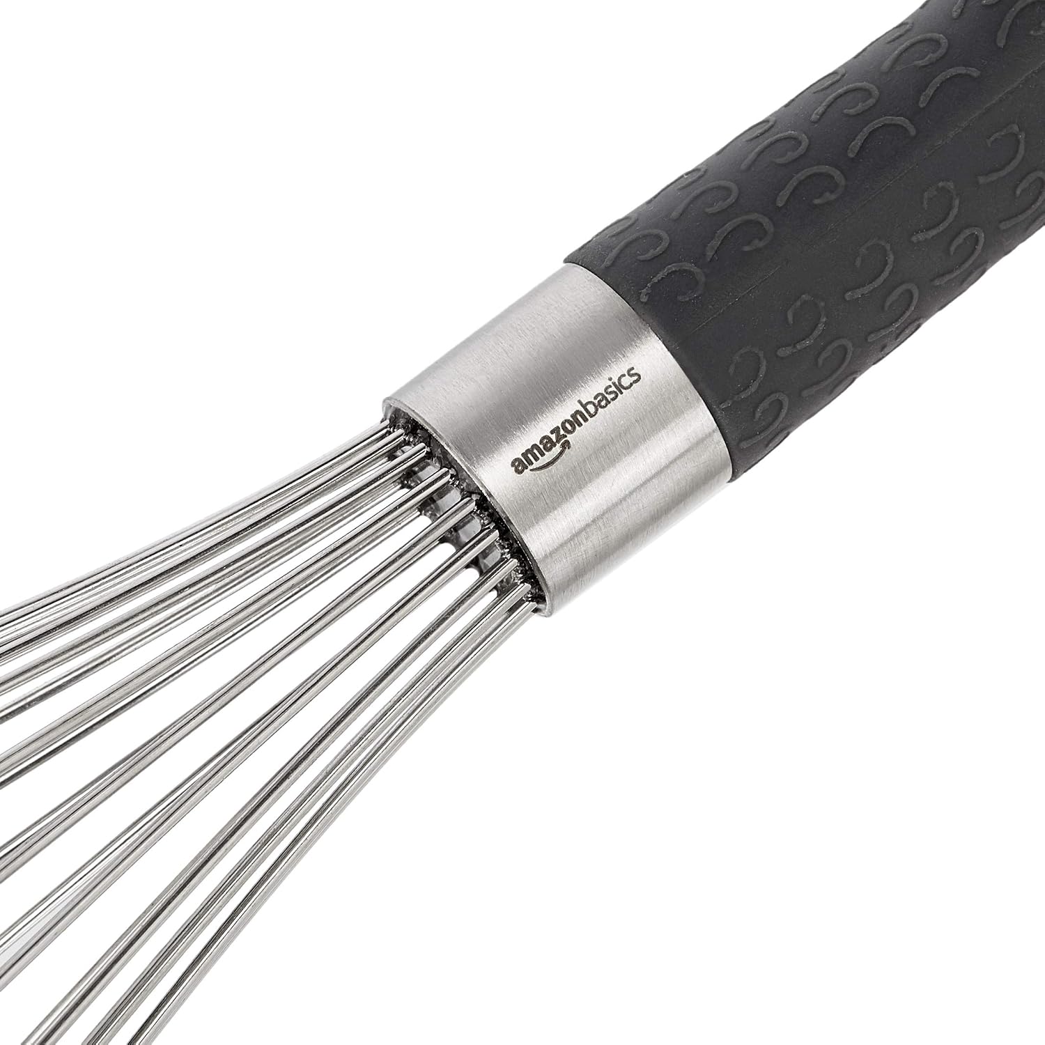 Amazon Basics Stainless Steel Wire Whisk Set For Cooking, Different Sizes, Easy To Hold Ergonomic Handle, 3 Piece, Black/Silver