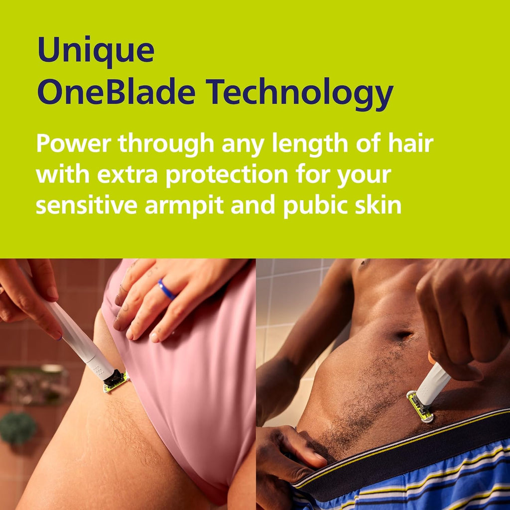 Philips Norelco OneBlade Intimate, Designed For Pubic Grooming, Trim & Shave With Extra Skin Protection, Model QP1924/70