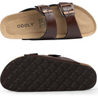 Odoly Men'S Cork Footbed Slide Sandal, Arch Support Summer Outdoor Sandals With Adjustable Buckle For Men