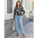 Womens Button Down Shirts Long Sleeve Dress Shirts Casual V Neck Collared Tops Work Office Blouse with Pocket