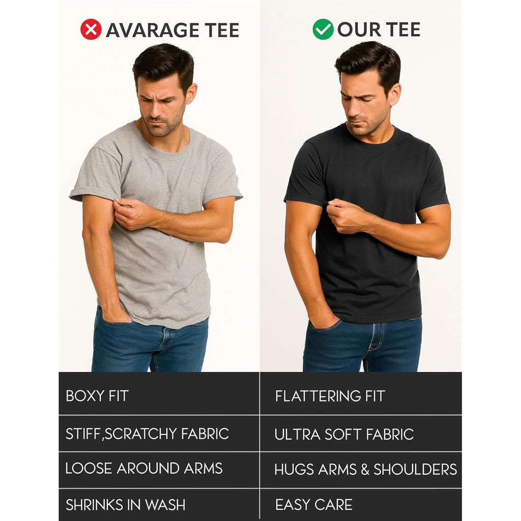 Men'S T-Shirt Soft Premium Cotton Tailored Fit Crew Neck Classic Short Sleeve Tee