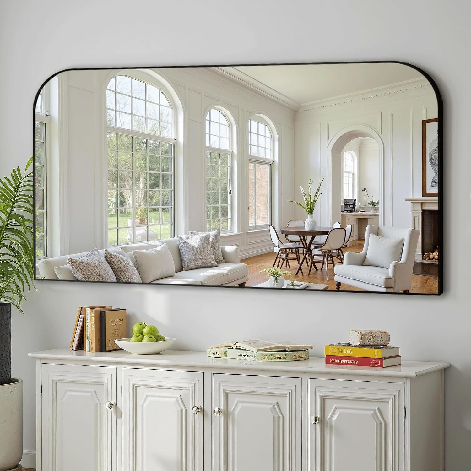 Bathroom Vanity Mirror,30" X 55" Black Metal Framed Wall Mirror For Over Sink, Living Room, Bedroom,Entryway Decor