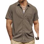 Vatpave Mens Casual Waffle Shirt Short Sleeve Button Down Summer Shirts Loose Fit Beach Shirts