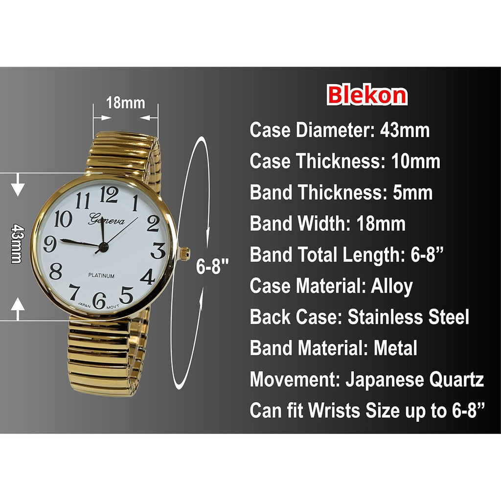 Ladies Large Number Face Stretch Band Watch Gold 1262G