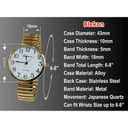 Ladies Large Number Face Stretch Band Watch Gold 1262G