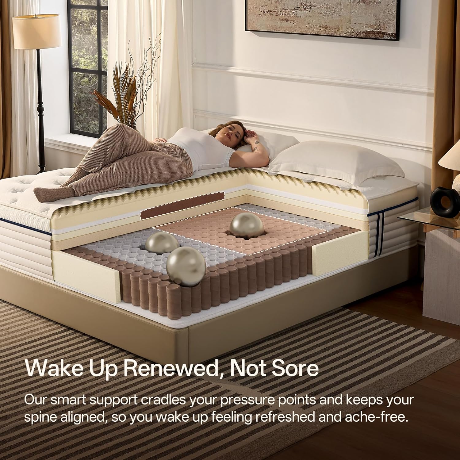 Queen Mattress 12 Inch, Medium Plush Hybrid Queen Size Mattress with Memory Foam & Individually Wrapped Pocket Coils, Pressure-Relieving Support & Motion-Reducing Design