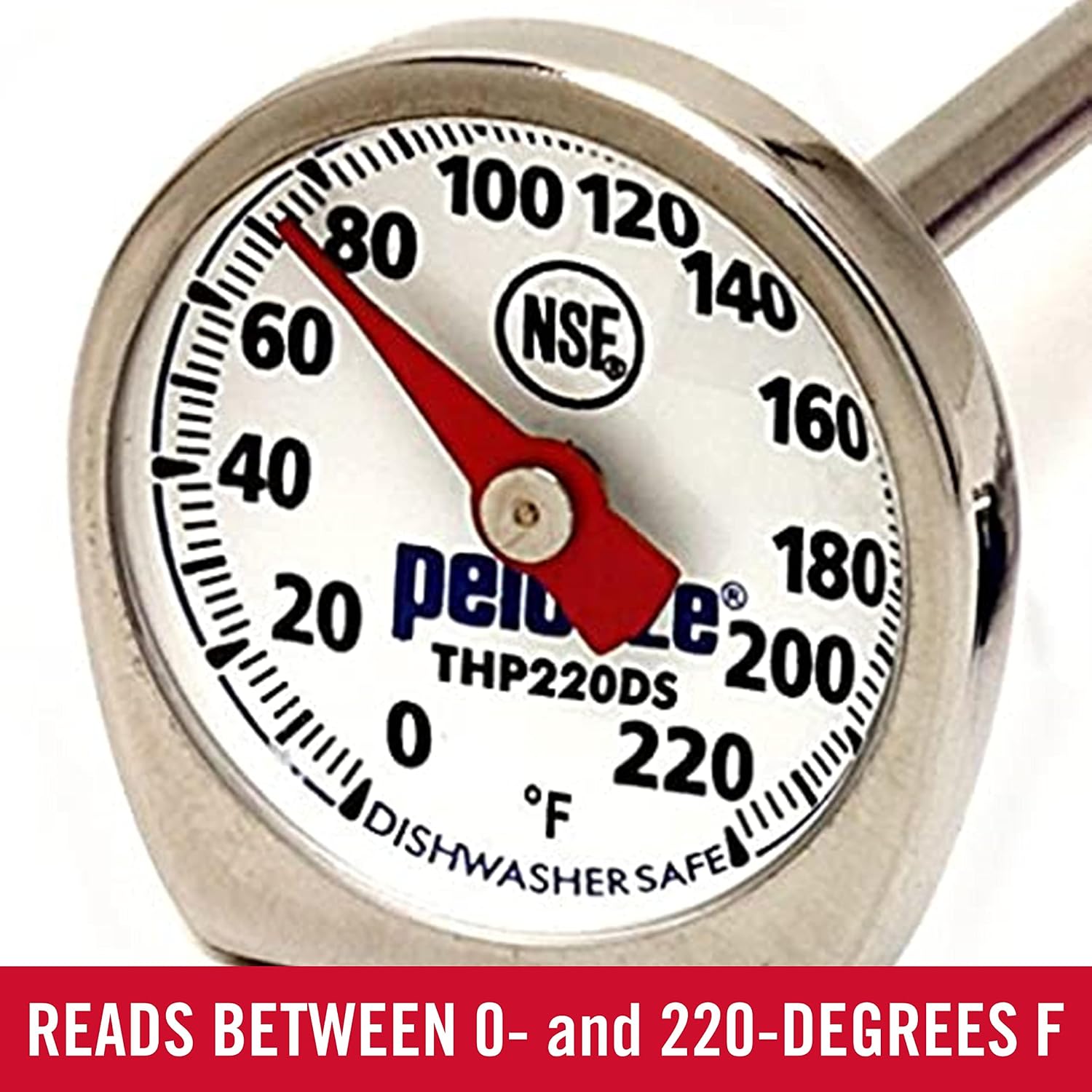Rubbermaid Commercial Products Food/Meat Instant Read Thermometer, Pocket Size, Dishwasher Safe, Red, For Meat/Food Cooking And Grilling/Oven
