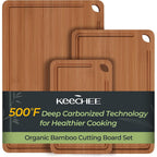 Keechee Bamboo Cutting Board, Durable Wood Cutting Boards For Kitchen With Deep Juice Grooves & Built-In Handles, Ideal Charcuterie & Chopping For Meat, Vegetables And Fruits Ideal Kitchen Gifts