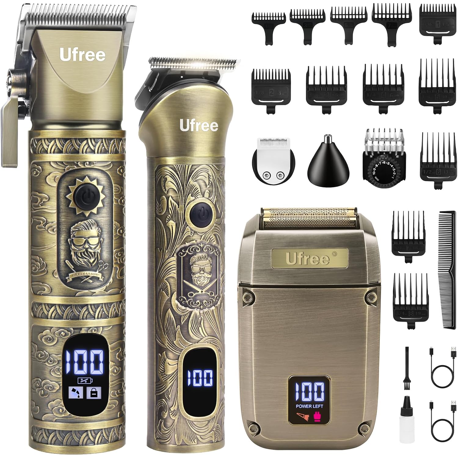 Ufree Beard Trimmer, Hair Clippers Mens Shaver Electric Razor, Hair Trimmer For Men Cordless Barber Clippers And Trimmers Set, Hair Cutting Kit For Men Grooming Gifts