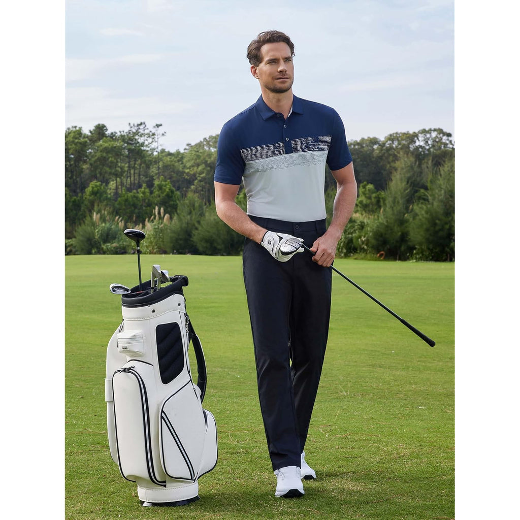 M Maelreg Golf Shirts For Men Dry Fit Performance Chest Print Color Block Moisture Wicking Casual Short Sleeve Polo Shirts