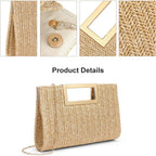 Rniega Straw Clutch Handbags Summer Clutch Woven Boho Beach Bags Straw Purses For Women