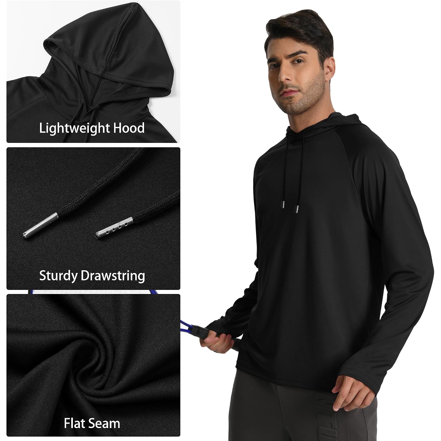 Hovsiyla 5 Pack Men'S Fishing Shirts Long Sleeve Upf Sun Protection Hoodie Lightweight Hiking Running Swimming Athletic Shirt