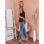 Womens V Neck Camisole Tank Top Strap Sleeveless T Shirt Casual Loose Vest Blouse - S-XXL