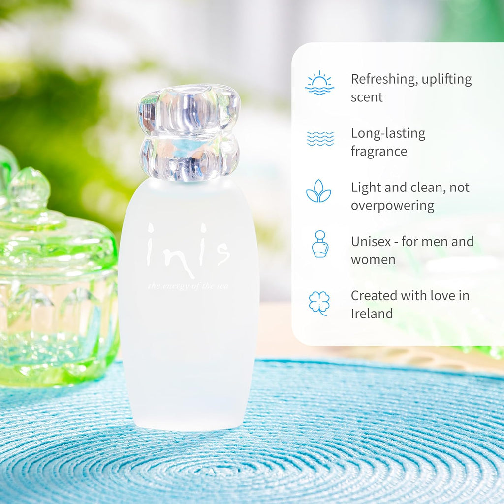 Inis The Energy Of The Sea - Cologne For Men And Women, 3.3 Fl Oz | Large Unisex Perfume For Women And Men, Clean Fresh Aquatic Ocean Fragrance In Frosted Sea Glass Bottle, Mens Cologne Gift
