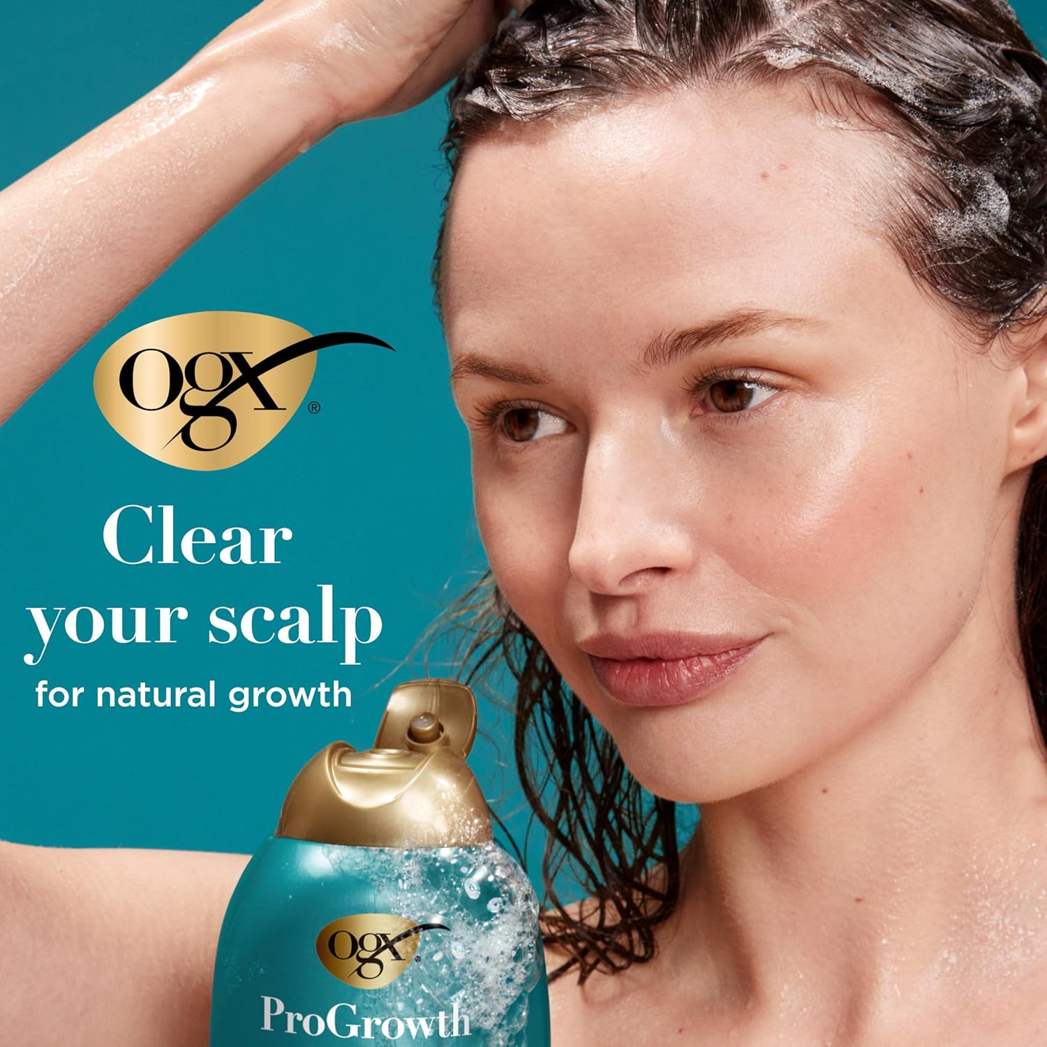OGX ProGrowth + Peptide Clarifying Shampoo, Gentle Exfoliating Scalp Shampoo Supports Natural Hair Growth by Removing Scalp Build-Up, 1.5% Mandelic Acid, 13 fl. oz