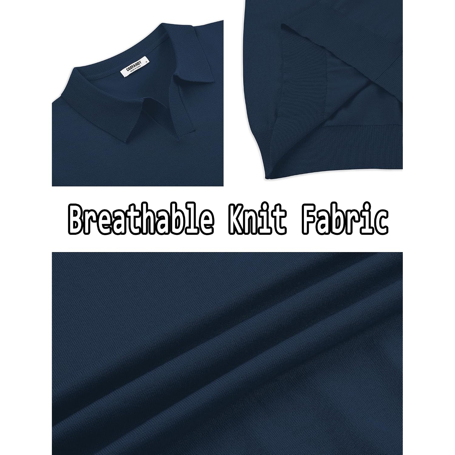 Coofandy Men'S V Neck Short Sleeve Stretch Knit Polo Shirt