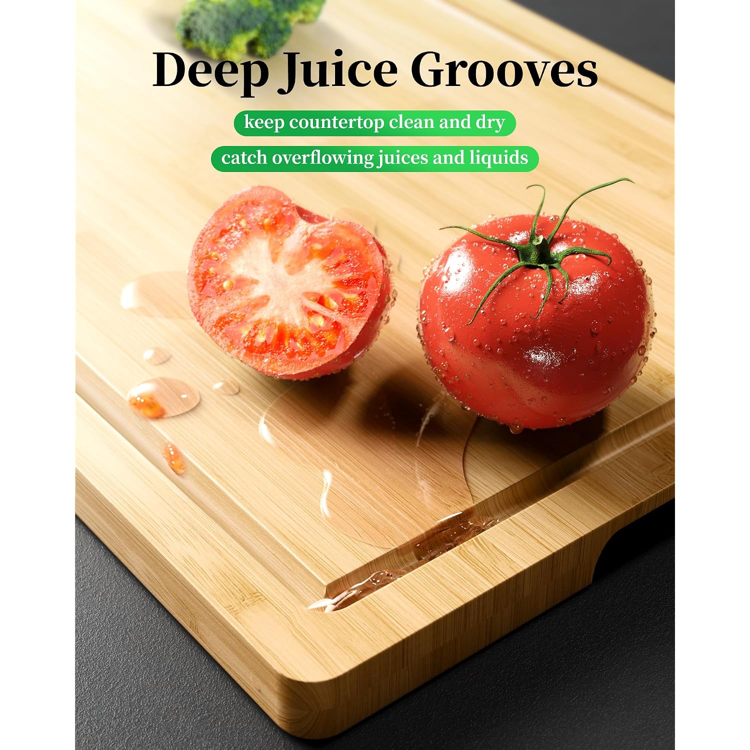 Kitsure Bamboo Cutting Board For Chopping & Serving, Large, Natural | Multi-Sizes Wooden Cutting Boards For Kitchen, Convenient Kitchen Essentials With Deep Juice Grooves