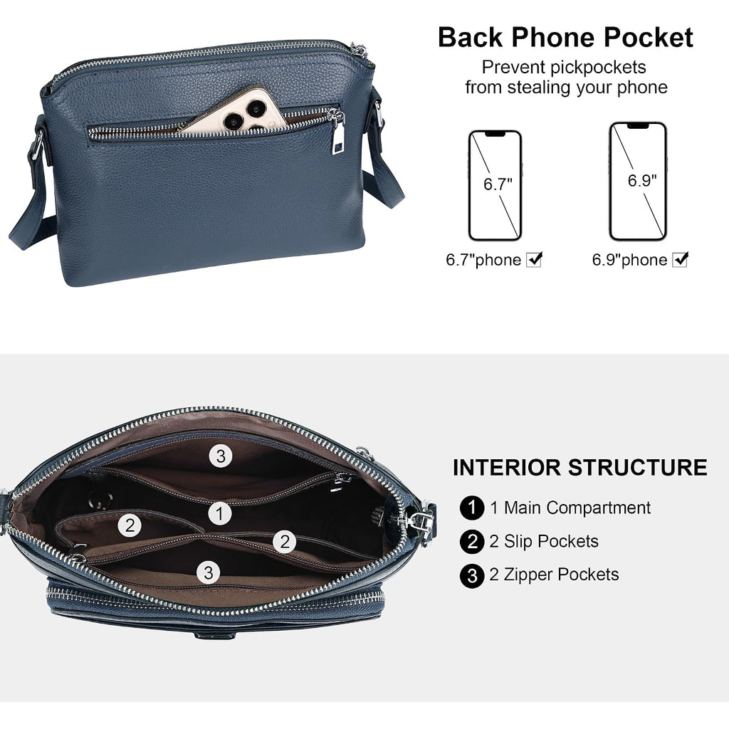 Genuine Leather Crossbody Bags For Women Small Ladies Handbags And Purses With Card Slots