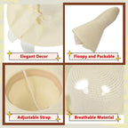 12 Pcs Women'S Wide Brim Straw Hats Floppy Sun Hat Panama Fedora For Tea Party Foldable Sun Visors Summer Beach Cap