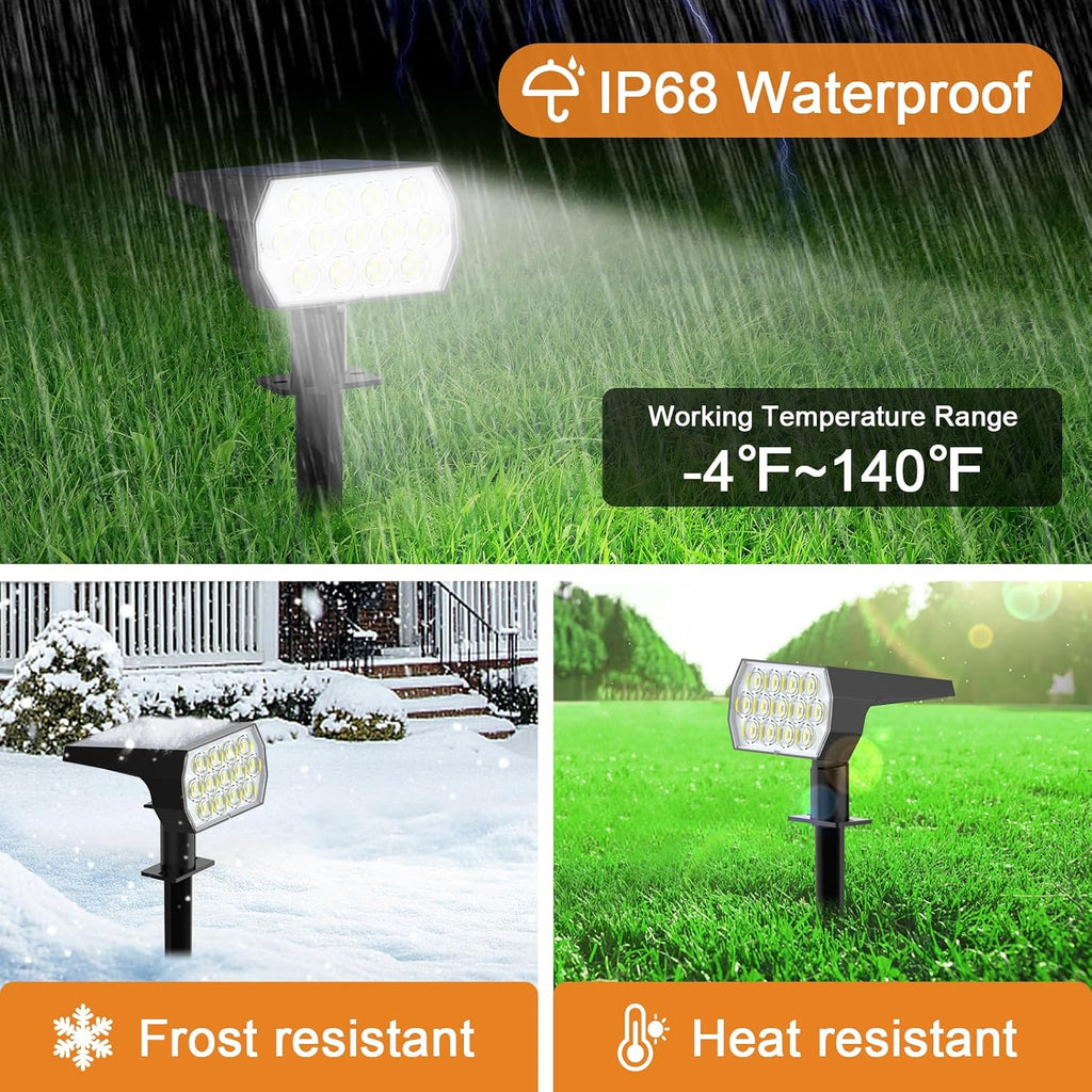 Solar Spot Lights Outdoor, [6 Pack/65 Led/3 Modes] Solar Landscape Spotlights, Solar Powered Christmas Halloween Lights, Ip68 Waterproof Wall Lights For Walkway Yard Garden Driveway(Cool White)